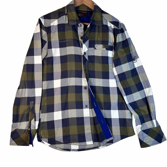 Mammut Other - Mammut Men’s Plaid Button-Up Shirt Blue Green White Size S Flannel Hiker Wear
